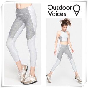 Outdoor Voices Gray Two Toned Crop Leggings